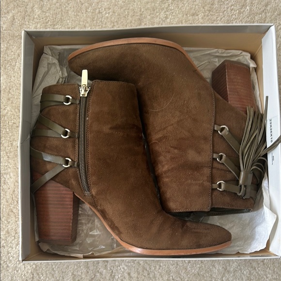 Brown Suede Ankle Boots with Block Heel - Picture 1 of 5